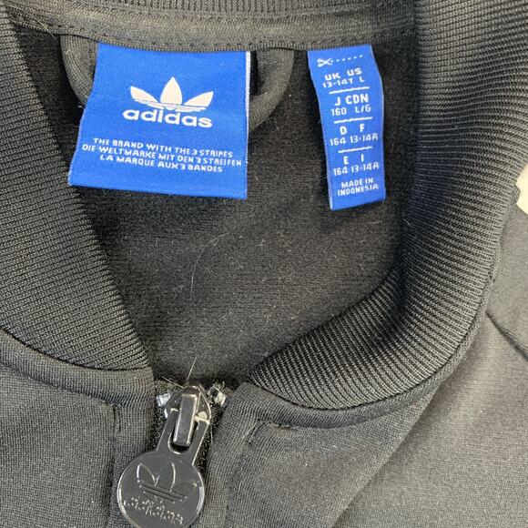 Adidas Women’s Vintage Trifoil Black Zip Track Jacket Three White Stripes L - Picture 3 of 6